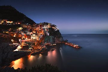 Starry night over Manarola. Cinque Terre by Stefano Orazzini