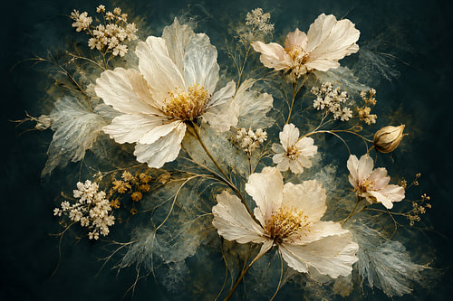 Fleurs aux reflets dorés