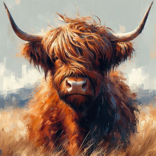 Abstract portrait of a Scottish Highlander watercolour painting