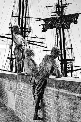Hoorn Noord-Holland Nederland Jongens van Kapitein Bontekoe Zwart-Wit