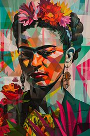 Geometrische Frida – Kubistische Vision in leuchtenden Farbspielen von Poster Art Shop