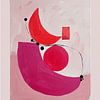 Minimalistisches und abstraktes Kunstwerk in Rosa-, Lila- und Rot-Tönen von Studio Pieternel
