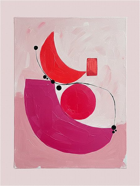 Minimalistisches und abstraktes Kunstwerk in Rosa-, Lila- und Rot-Tönen von Studio Pieternel