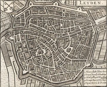 Een oude kaart van Leiden. Historische kaart van Leiden, Oud Leiden van Nederlands Erfgoed