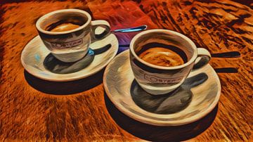 Twee espresso's in een gezellige bar van Matthias Karbach
