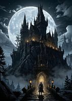La dernière ascension vers le donjon éclairé par la lune