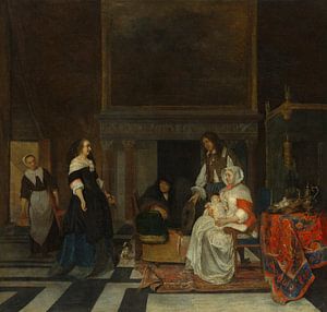 Gabriël Metsu. Bezoek aan de pasgeborene