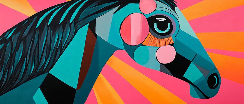Buntes Pferdeporträt im Pop-Art-Stil von Poster Art Shop