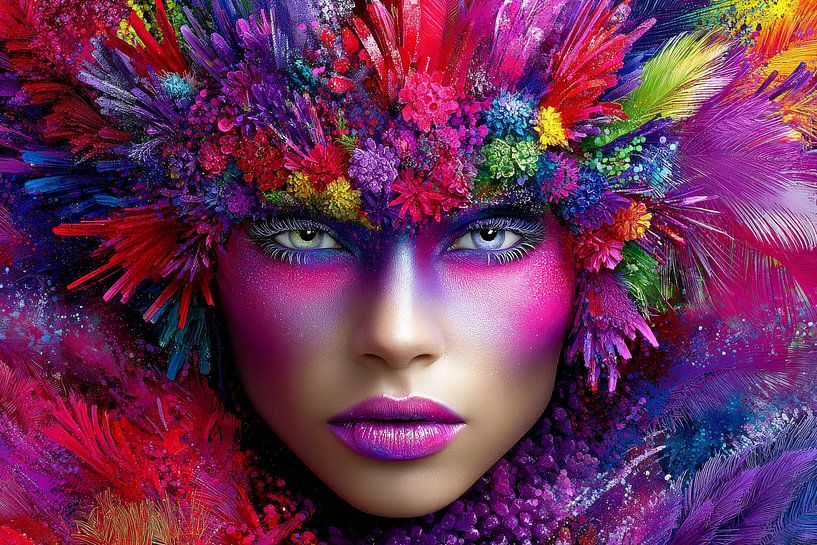 Woman with flowers portrait by Egon Zitter