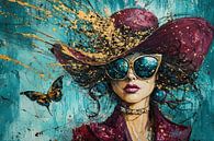Vlinder | Golden Chic van Blikvanger Schilderijen thumbnail