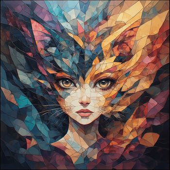 Radiant Mosaic Woman — Contemporary Geometric Portrait