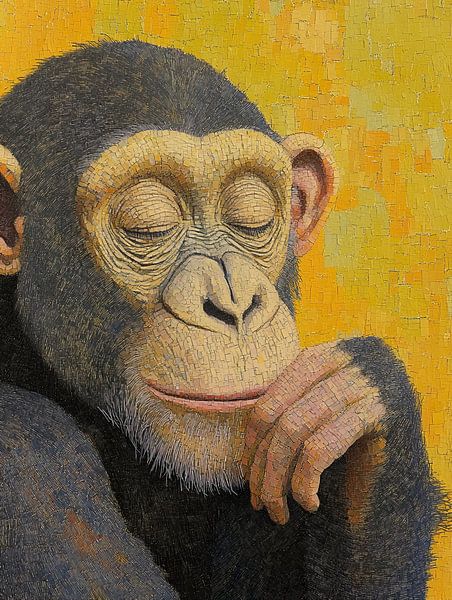 Monkey Yellow | Monkey in Gold Background by Modern Collection