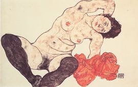 Vrouwelijk naakt met handdoek, Egon Schiele - 1917 van Atelier Liesjes