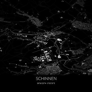 Zwart-witte landkaart van Schinnen, Limburg. van Rezona