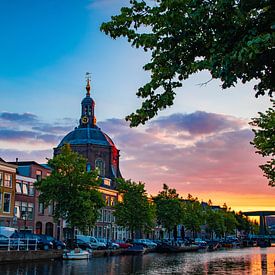 Zonsondergang Oude Singel, Leiden van Franck Doho