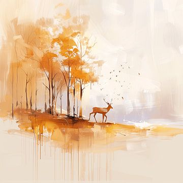 Hirsche im Wald - 1 | Realismus von Karina Brouwer