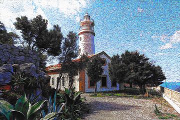 Far des Cap Gros (Mallorca) | Van-Gogh-Stil von Peter Balan