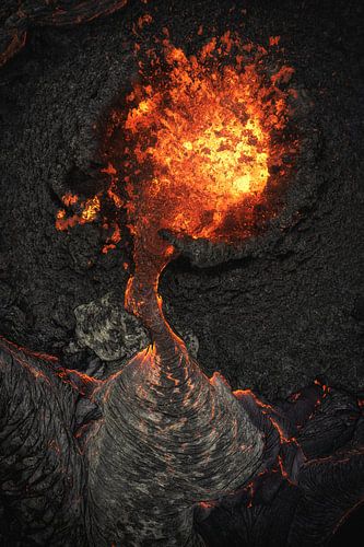 Iceland Geldingadalir volcano crater with lava by Jean Claude Castor