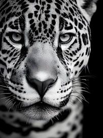 Leopard – Intensiver Blick im monochromen Close-up
