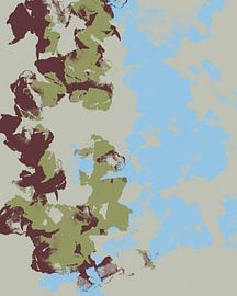 Organische Formen. Moderne abstrakte Kunst in warmem Braun, Grün, Blau, Pistazie von Dina Dankers