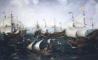 La défaite des Espagnols par Heemskerk à Gibraltar, 25 avril 1607, Cornelis Claesz van Wieringen par Des maîtres magistraux Aperçu