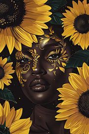 Sonnenblumen-Schönheit – Lebendige Porträtkunst von Poster Art Shop