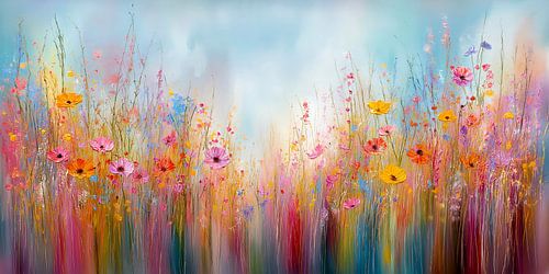 Bloemenweide schilderij