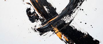 Black and gold brushstrokes dance by Poster Art Shop