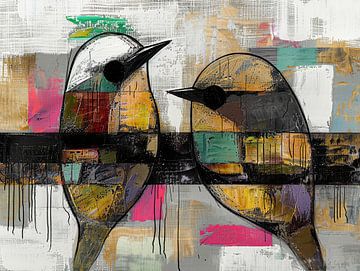 Abstracte Vogeltjes Werk van Abstract Schilderij