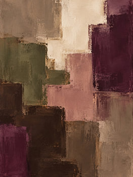Earthy colour blocks in Bordeaux red, green and taupe