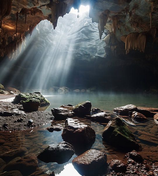 Lichtstrahl auf das Wasser von fernlichtsicht