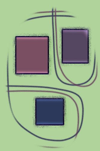 Abstract, blokken met groene achtergrond