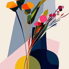 Nature morte florale géométrique sur Cats & Dotz