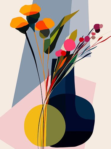 Geometrisches Blumenstillleben von Cats & Dotz