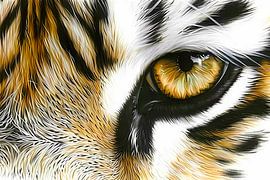 Hyperrealistic painting of tiger eye close-up by Art & Soul Creations