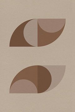 Moderne abstrakte geometrische Kunst im Retrostil in Braun und Beige Nr. 5 von Dina Dankers