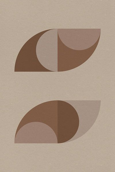 Moderne abstrakte geometrische Kunst im Retrostil in Braun und Beige Nr. 5 von Dina Dankers