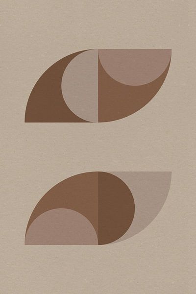 Modern abstract geometric art in retro style in brown and beige No 5 by Dina Dankers