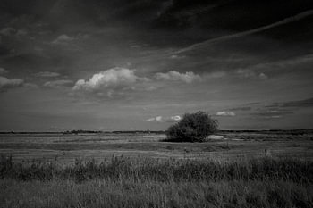 Sommerhimmel über dem Naturschutzgebiet Roegwold mit Blick auf Slochteren