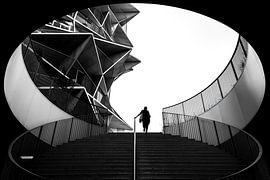 Woman walking up the stairs, Cactus Building, Copenhagen by Anke de Groot