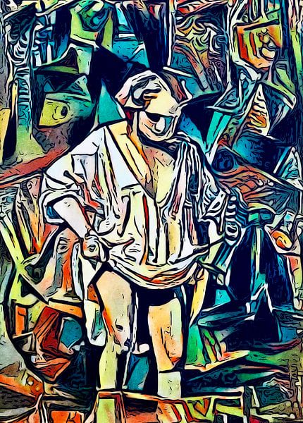 Woman Bathing in a Stream by zam art