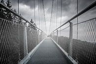 Brücke in nebliger schwarzer und weißer Landschaft von Jan Hermsen Miniaturansicht