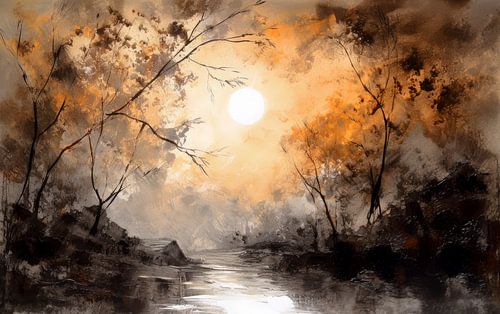 Moderne abstrakte Malerei Sonnenuntergang