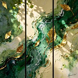 Goldene Adern der Natur 3: Opulentes Triptychon von Johannas Art Creations