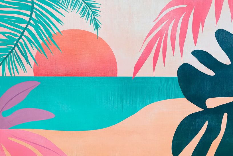 Tropical sunset by the sea by Poster Art Shop