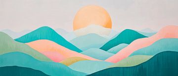 Zachte zonsopgang over de heuvels van Poster Art Shop