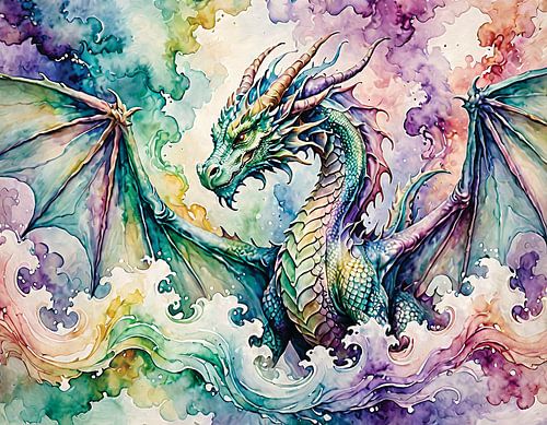 Dragon in watercolour