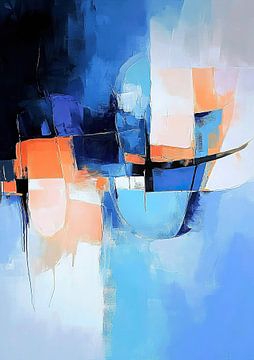 Abstract | Blue Vibrancy and Orange Fusion van Zen en Meer