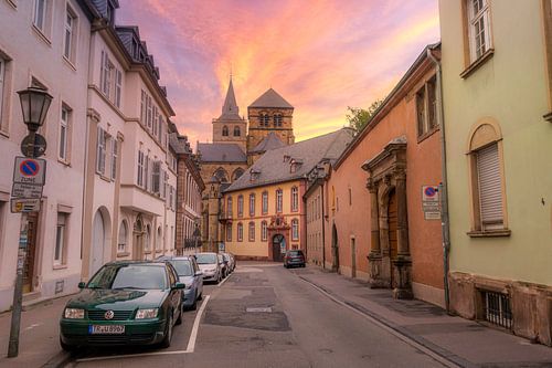 A beautiful sunset at the Trierer Dom, , Trier (Germany)
