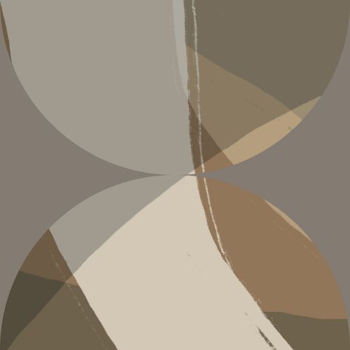Abstracte geometrische vormen in bruin, taupe, grijs.